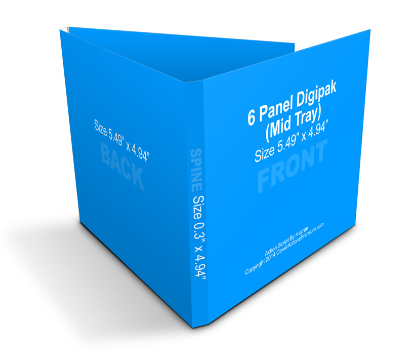 6 Panel Digipak Center Tray Mock Up Set Cover Actions