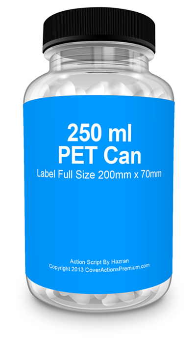 250 ml transparent food supplement bottle Mockup