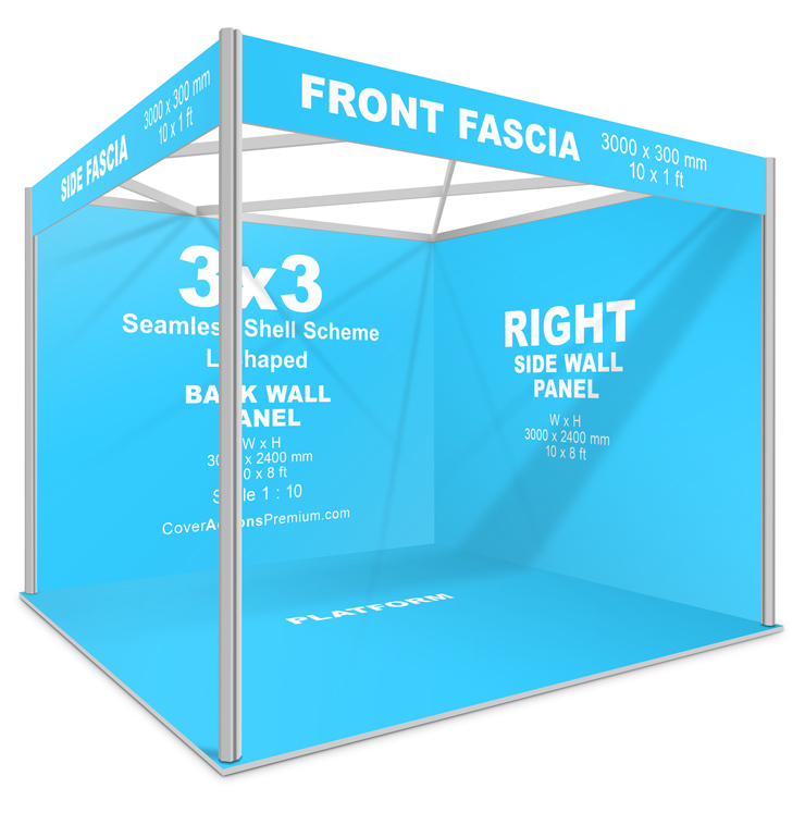 3x3 Seamless Shell Scheme Booth Mockup