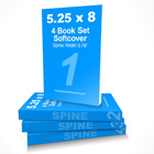 5.25 x 8 inch Four Book Photoshop Action Set Mockup V1