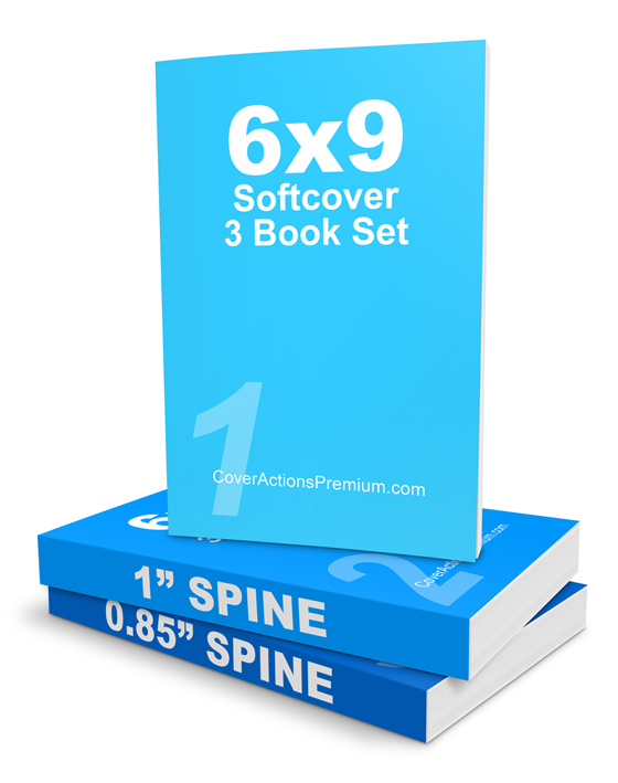 3 Book Set Mockup -6x9 Softcover