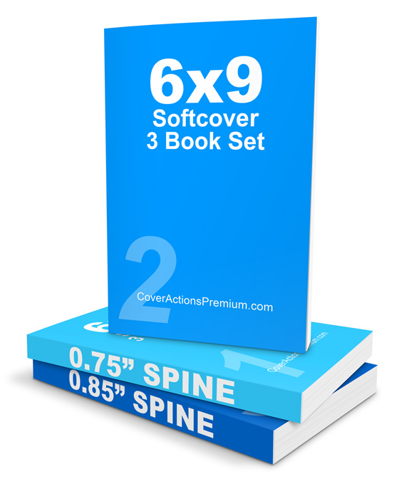 3 Book Set Mockup -6x9 Softcover
