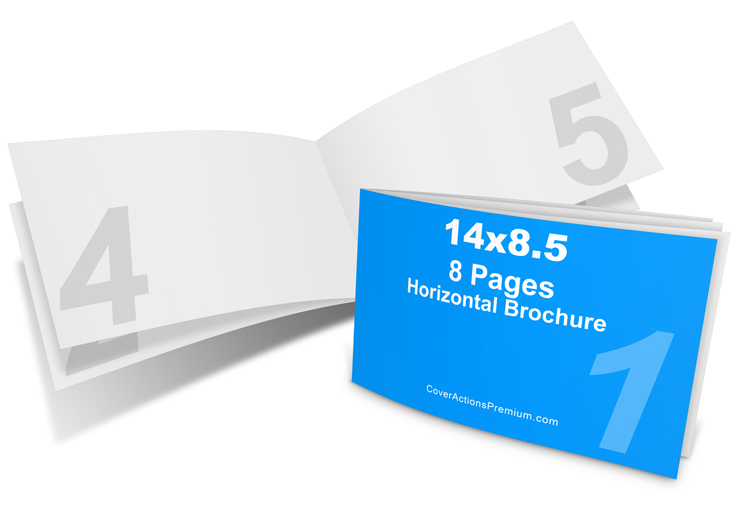 8 Page 14 x 8.5 landscape Brochure Mockup