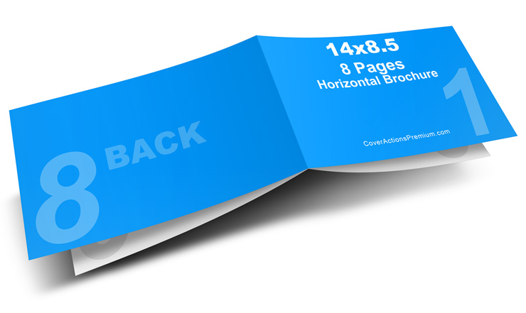 8 Page 14 x 8.5 Horizontal Brochure Mockup