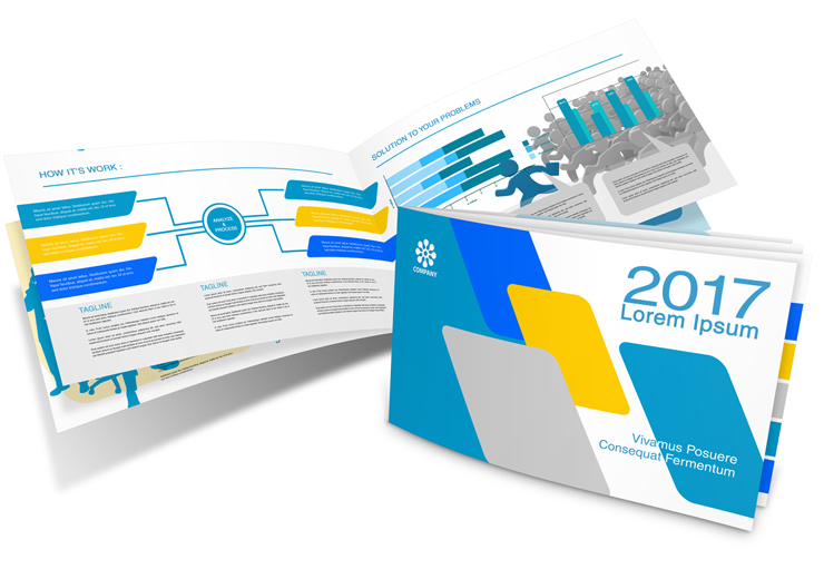 8 Page 14 x 8.5 Horizontal Brochure Mockup Template