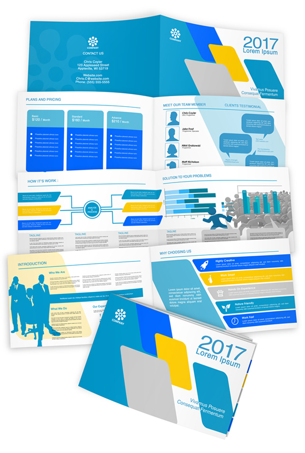 8 Page 14 x 8.5 Landscape Brochure Template