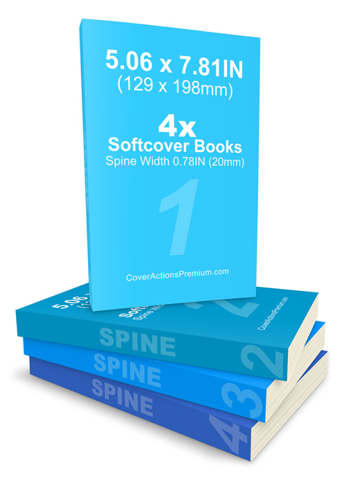 129x198mm 4 Softcover Book Set Mockup