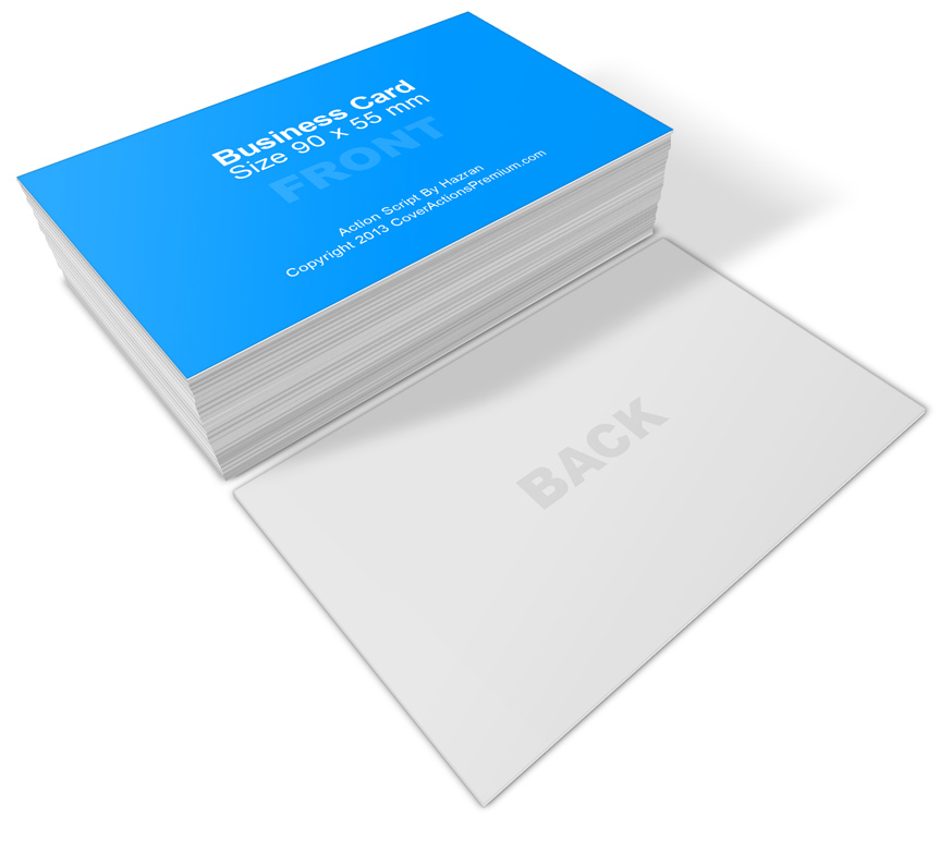 90 x 55mm Business Card Mock Up Action Scripts