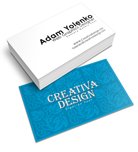 Business Card Action Script-90 x 54 mm international standard size