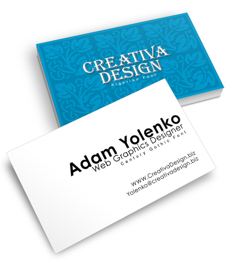 Business Card Action Script-90 x 54 mm international standard size
