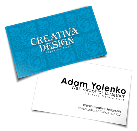 Business Card Action Script-90 x 54 mm international standard size