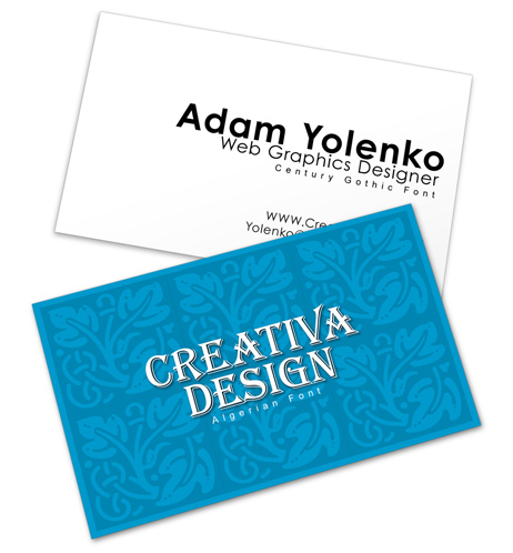 Business Card Action Script-90 x 54 mm international standard size