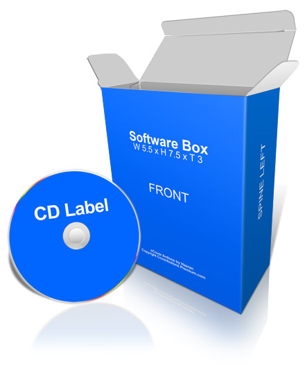 opened lid software box with CD mockup