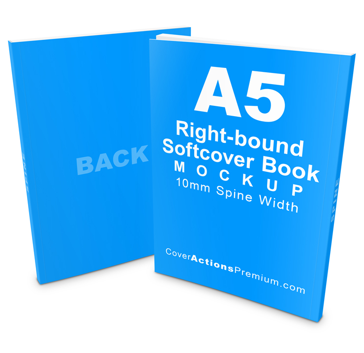 A5 paperback Book Mockup- right bound
