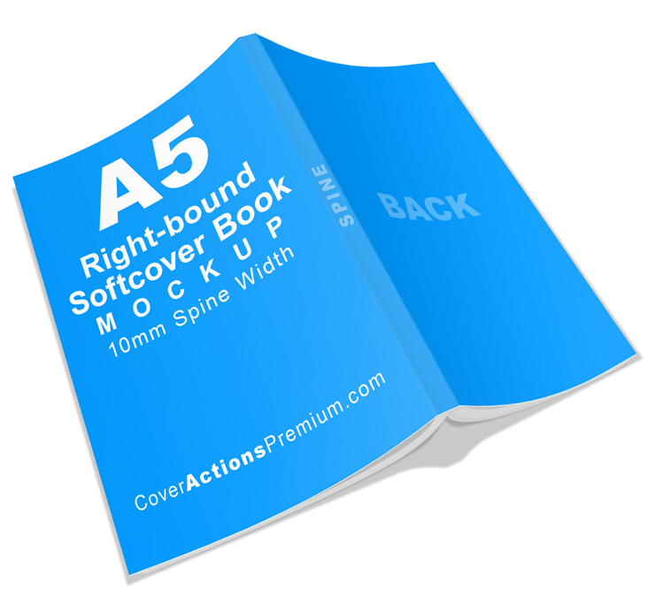 A5 right bound softcover Book Mockup